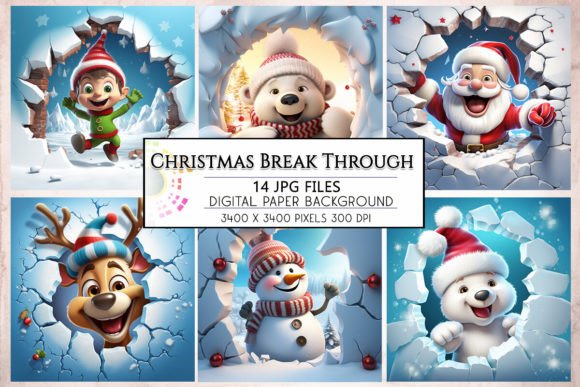 3D Christmas Break Through Backgrounds for Festive Projects