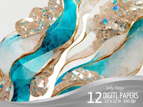 Blue and Gold Alcohol Ink Backgrounds: Design Asset Deep Dive