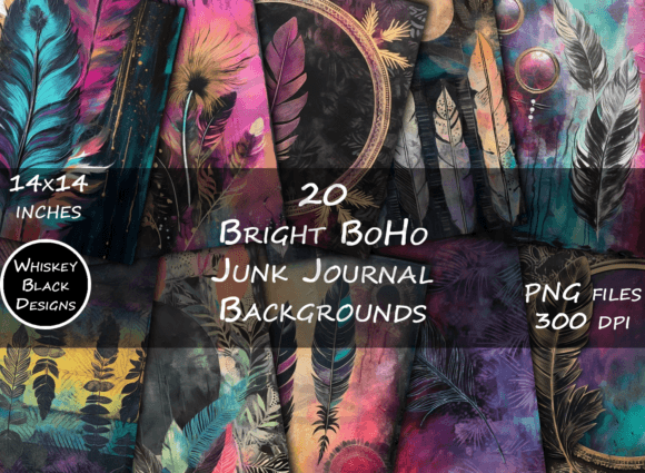 Bright BoHo Junk Journal Backgrounds: Your Creative Foundation
