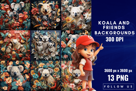 Bring Nature's Charm to Your Projects with Koala and Friends Backgrounds