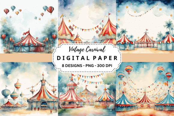 Bring Whimsy to Your Projects with Vintage Carnival Watercolor Backgrounds