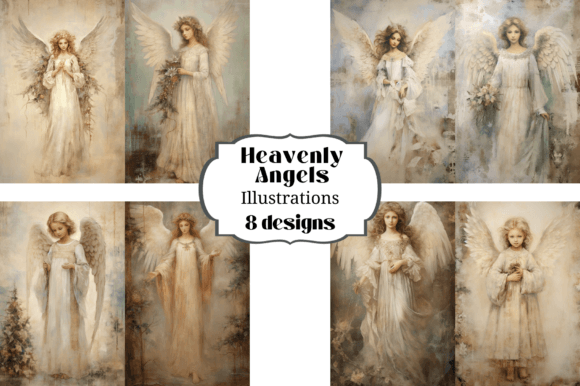 Christmas Angel Backgrounds: 8 Digital Papers for Your Holiday Crafts