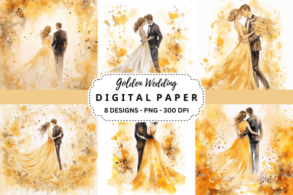 Elevate Your Designs with Golden Watercolor Backgrounds
