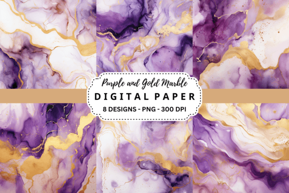 Elevate Your Designs with Purple and Gold Marble Backgrounds