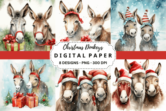 Funny Christmas Donkeys Backgrounds: A Designer’s Playful Asset