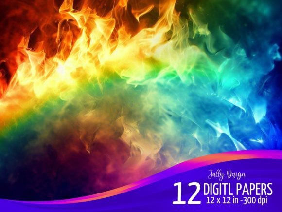 Ignite Your Projects with Rainbow Fire Fantasy Backgrounds