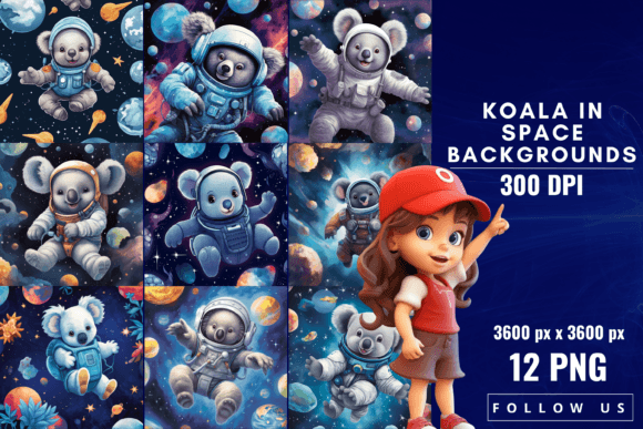 Koala in Space Backgrounds: A Creative Universe