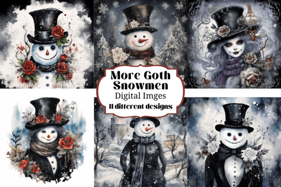 More Grunge Goth Snowmen: Unconventional Digital Papers