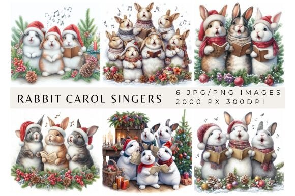 Rabbit Carol Singers Backgrounds: Festive Design Assets