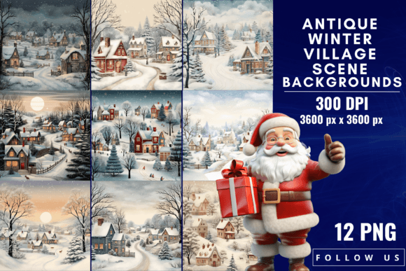 Timeless Winter Charm: Antique Village Scene Backgrounds