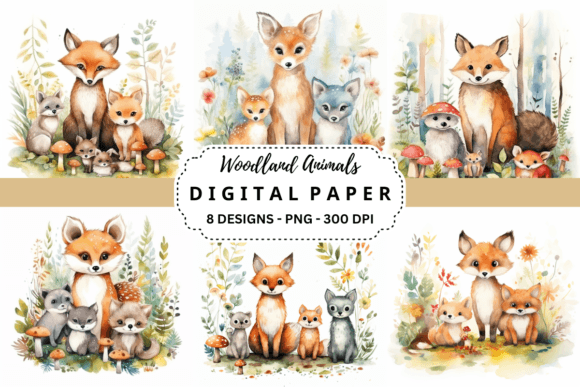 Woodland Animals Watercolor Backgrounds: Nature's Whimsy for Modern Design